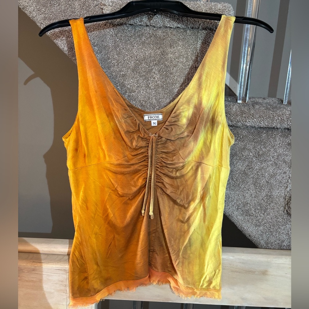 Women's Vibrant Yellow and Brown Tank Top